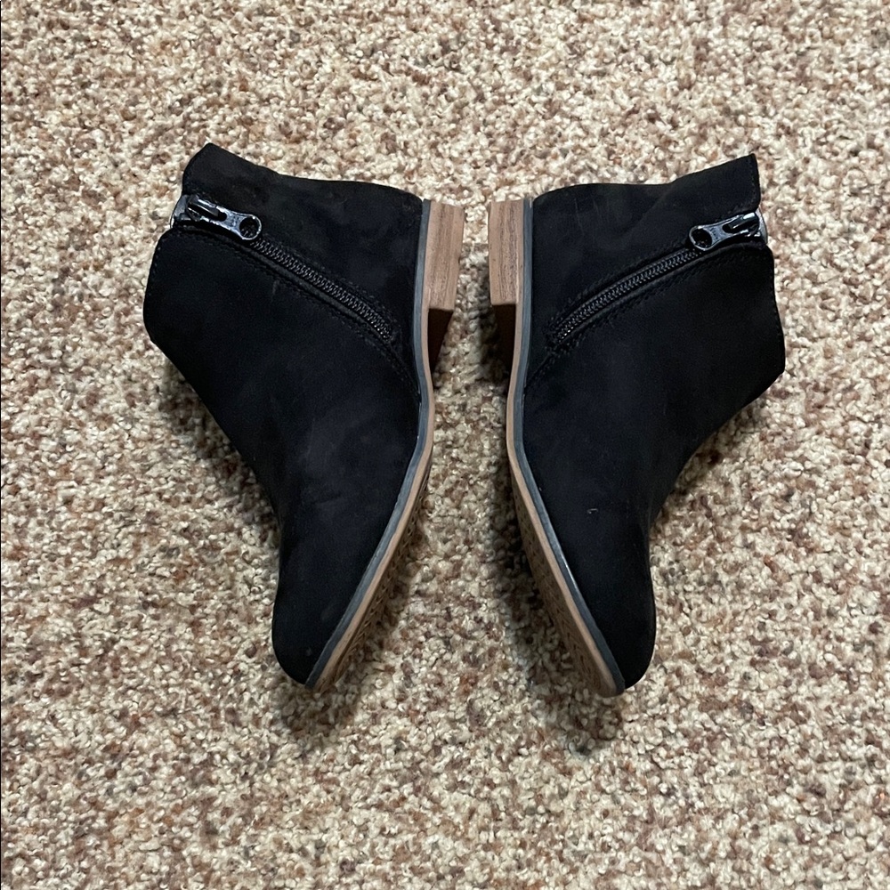 Cat & Jack Black Faux Suede Ankle Booties with Side Zip
